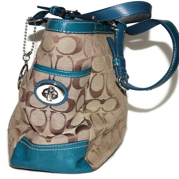 Coach Tote Signature Pleated Gallery Jacquard Blue - Picture 3 of 8